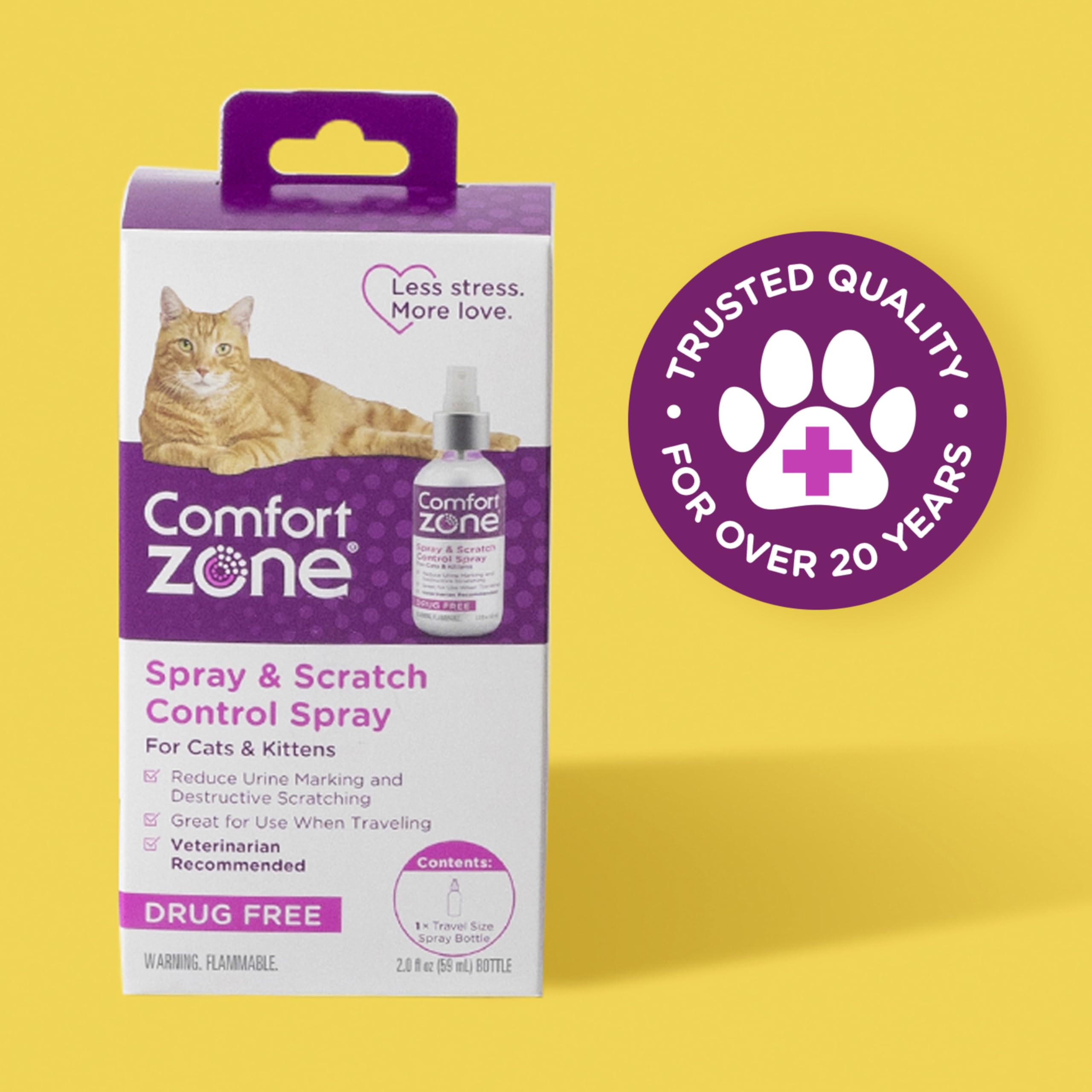 Comfort Zone calming spray on doorframe illustrating furniture protection and calm behavior