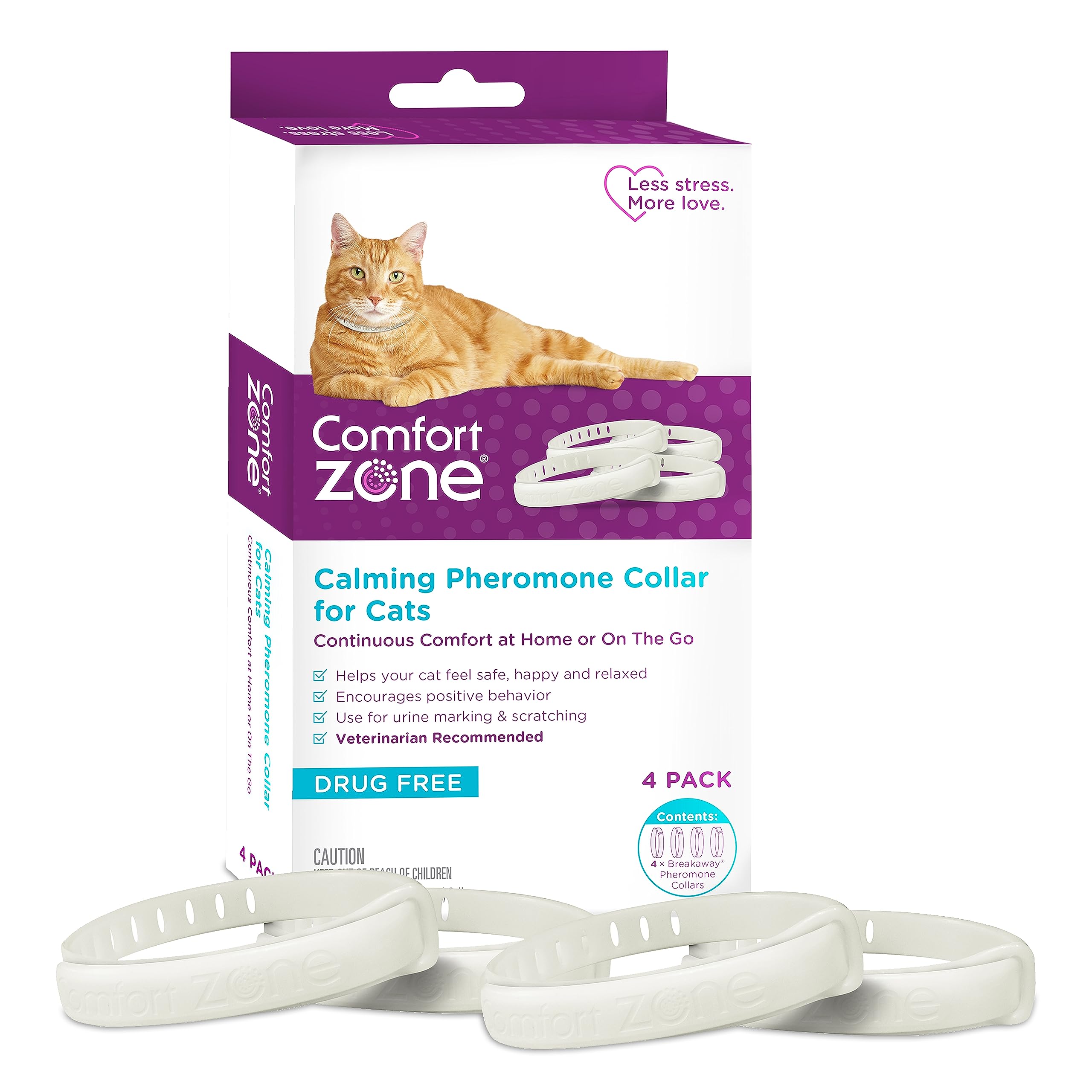 Comfort Zone cat calming collar pack with four collars for lasting calm