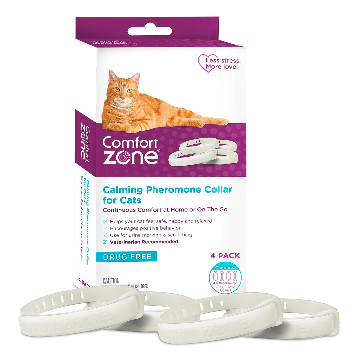 Comfort Zone cat calming collar pack with four collars for lasting calm