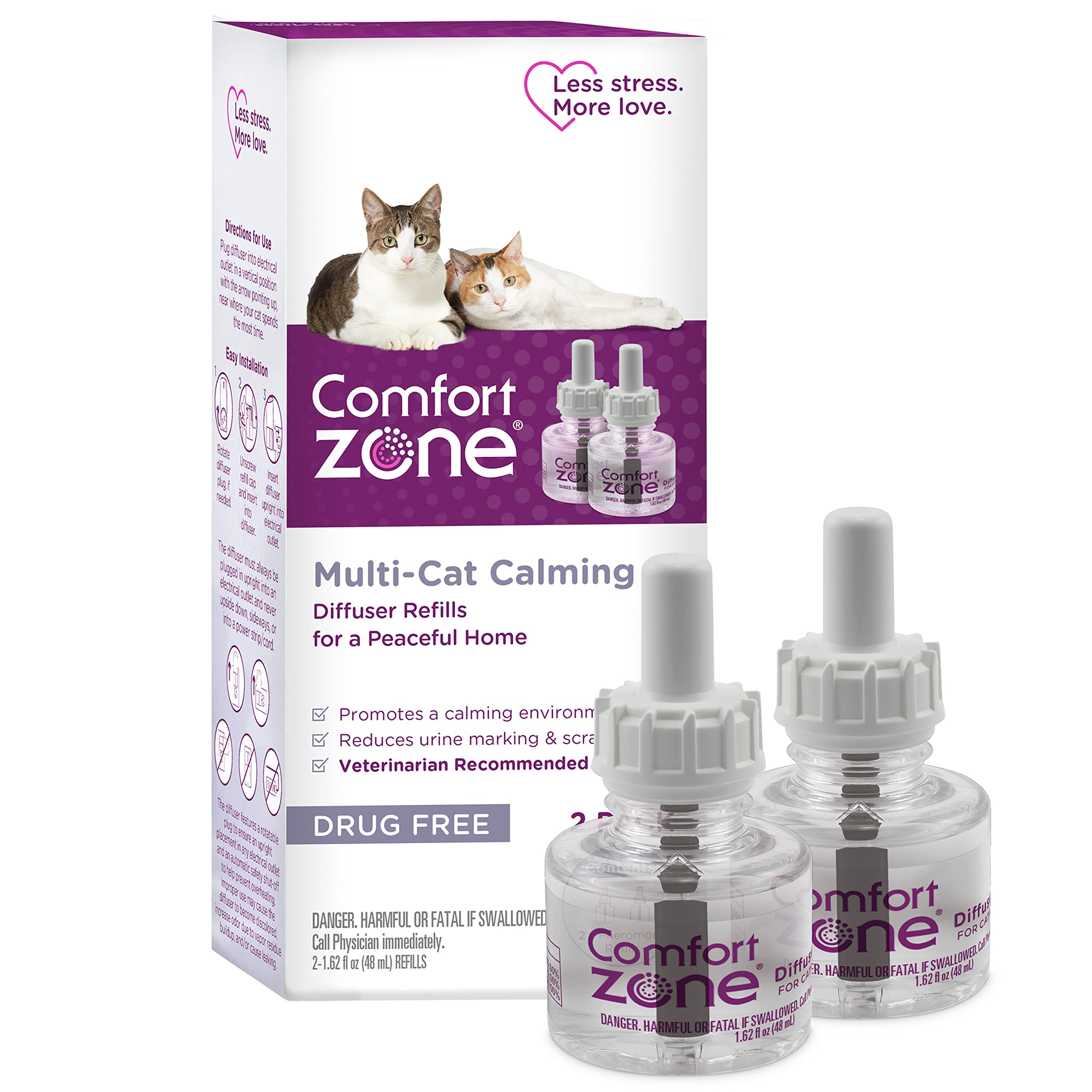 Comfort Zone multi-cat diffuser refill offers 30 days of calming support for a shared room