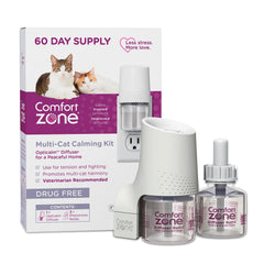 Comfort Zone multicat calming diffuser in a room promoting calmer cat interactions.