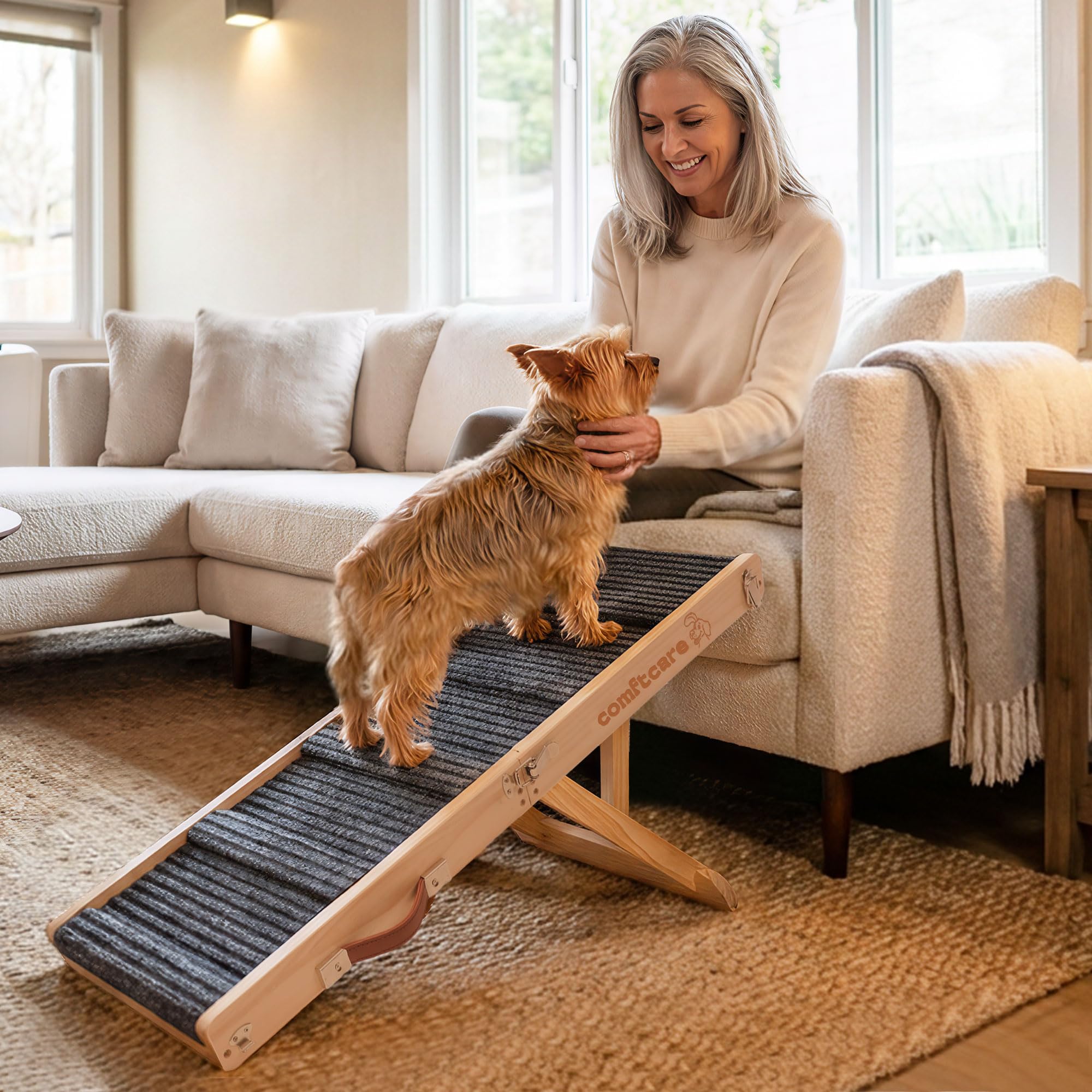 Comftcare dog ramp bed-foldable helps small dogs reach the bed easily