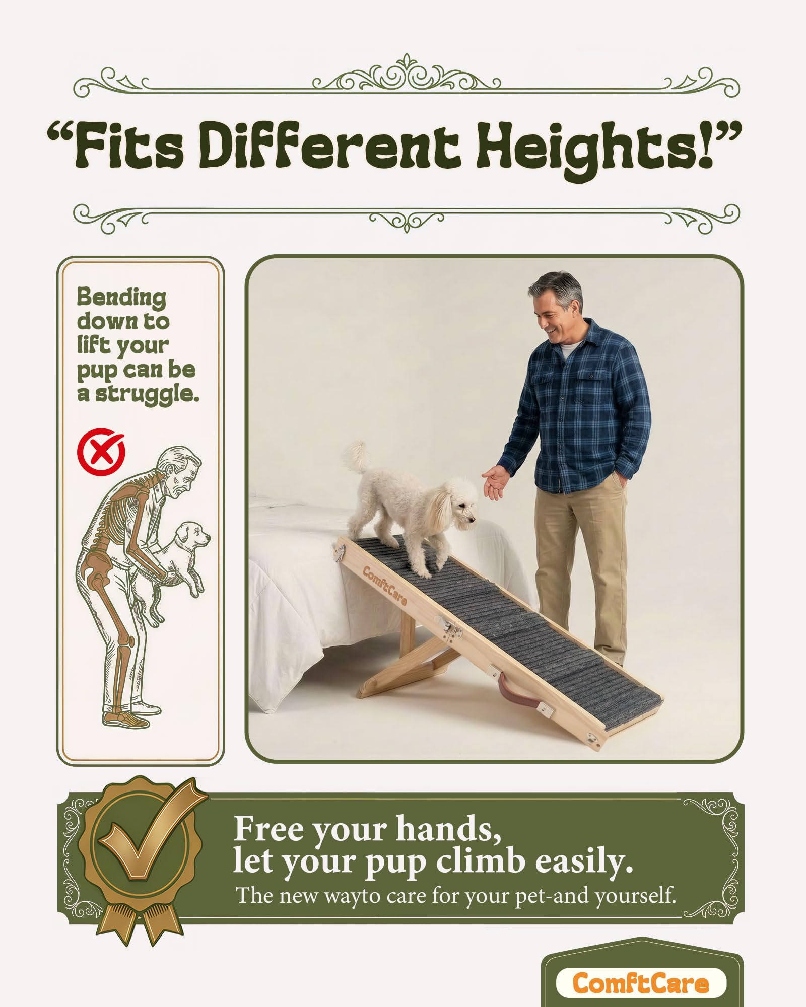Comftcare dog ramp compact storage folds flat when not in use