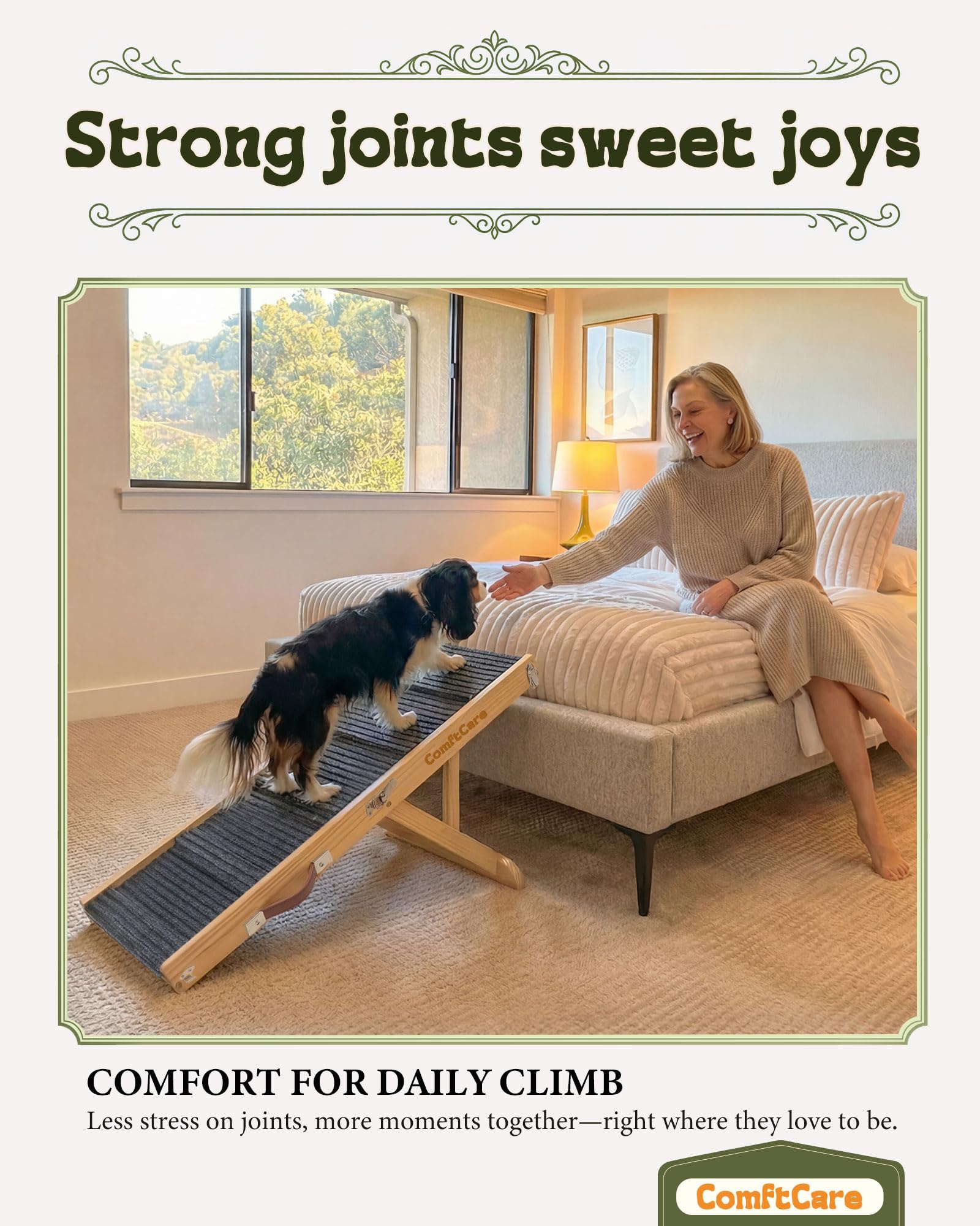 Comftcare dog ramp for couch access with non-slip surface