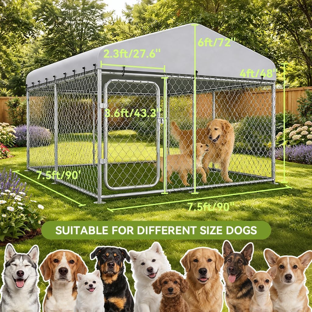 COMHOMA heavy-duty metal kennel frame provides sturdy, wobble-free setup.