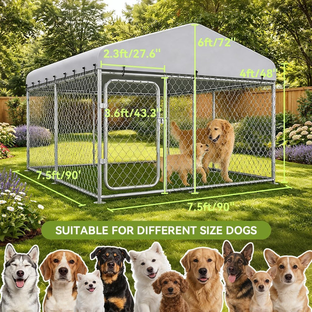 COMHOMA heavy-duty metal kennel frame provides sturdy, wobble-free setup.