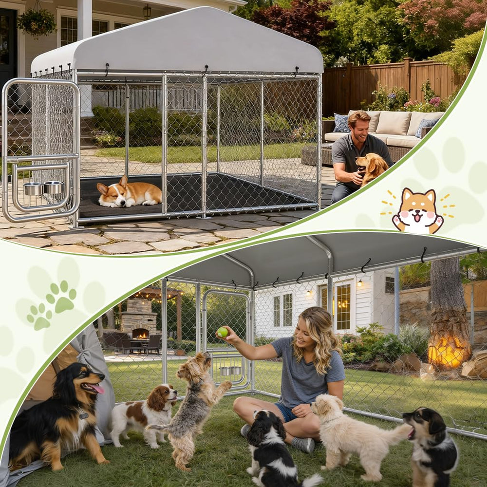 COMHOMA all-weather roof shields pets from sun and rain throughout the year.