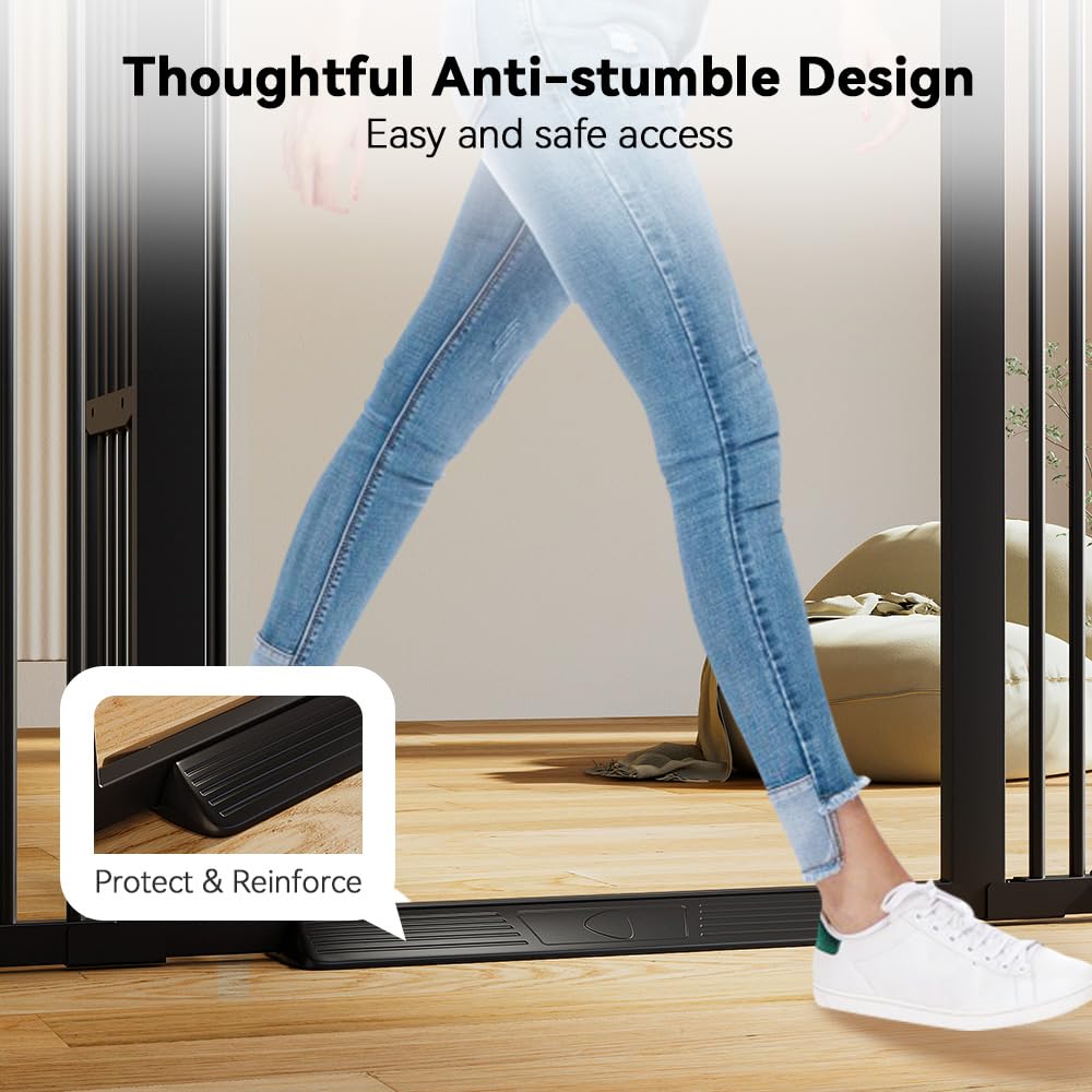 COMOMY double-locking mechanism showing secure adult-friendly gate