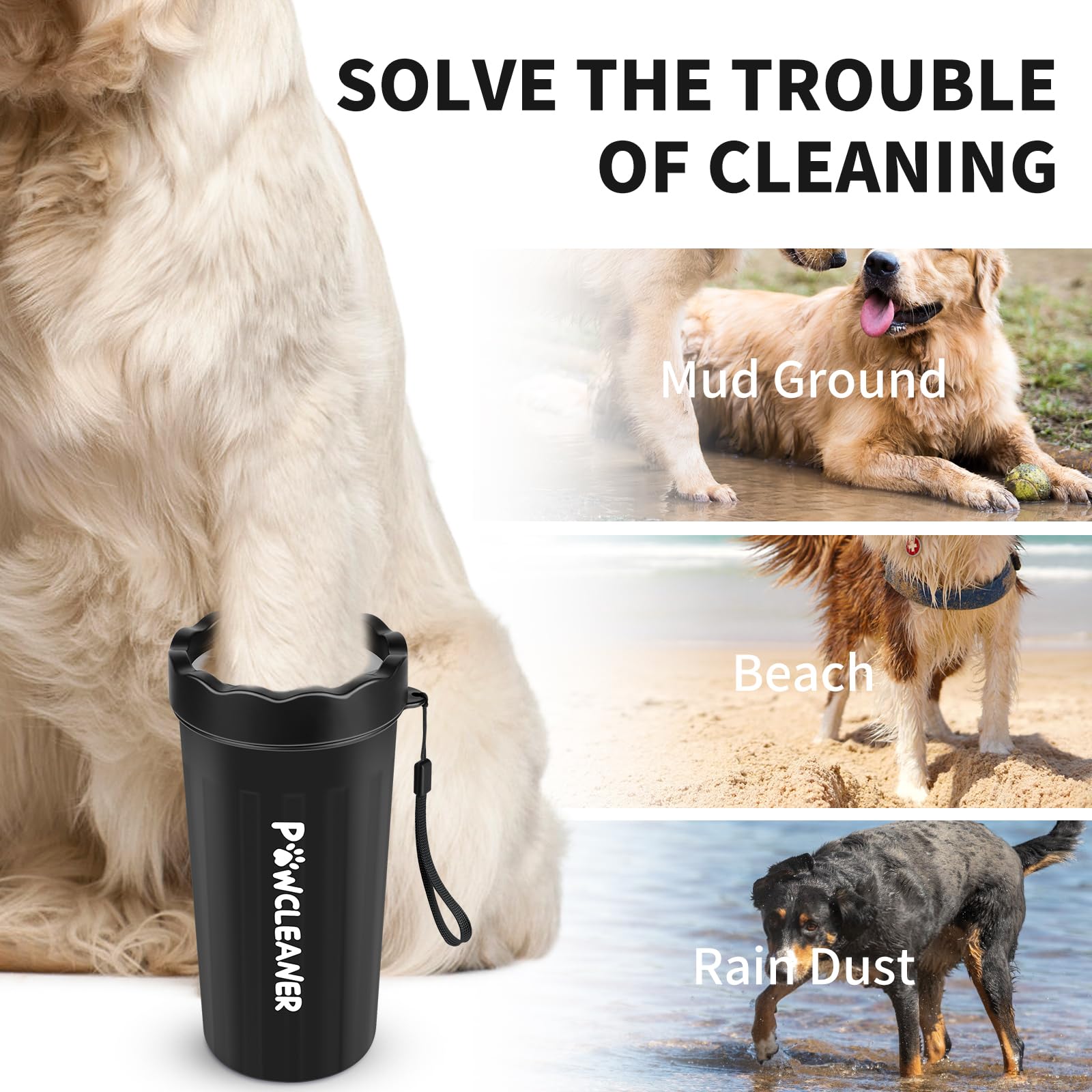 Comotech paw cleaner with bath brush for gentle cleaning after walks.