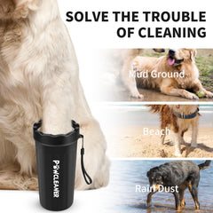 Comotech paw cleaner with bath brush for gentle cleaning after walks.