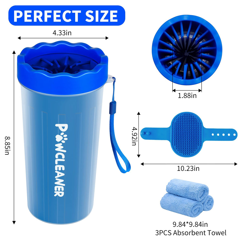 Comotech paw cleaner medium size fits paws 1.5 to 2.5 inches.