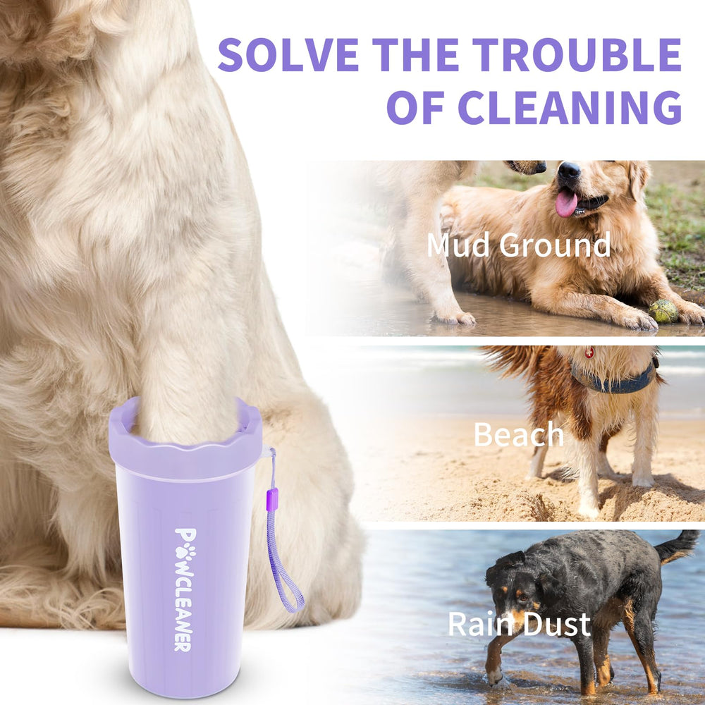 Close-up of the soft silicone brush for gentle paw cleaning with Comotech.