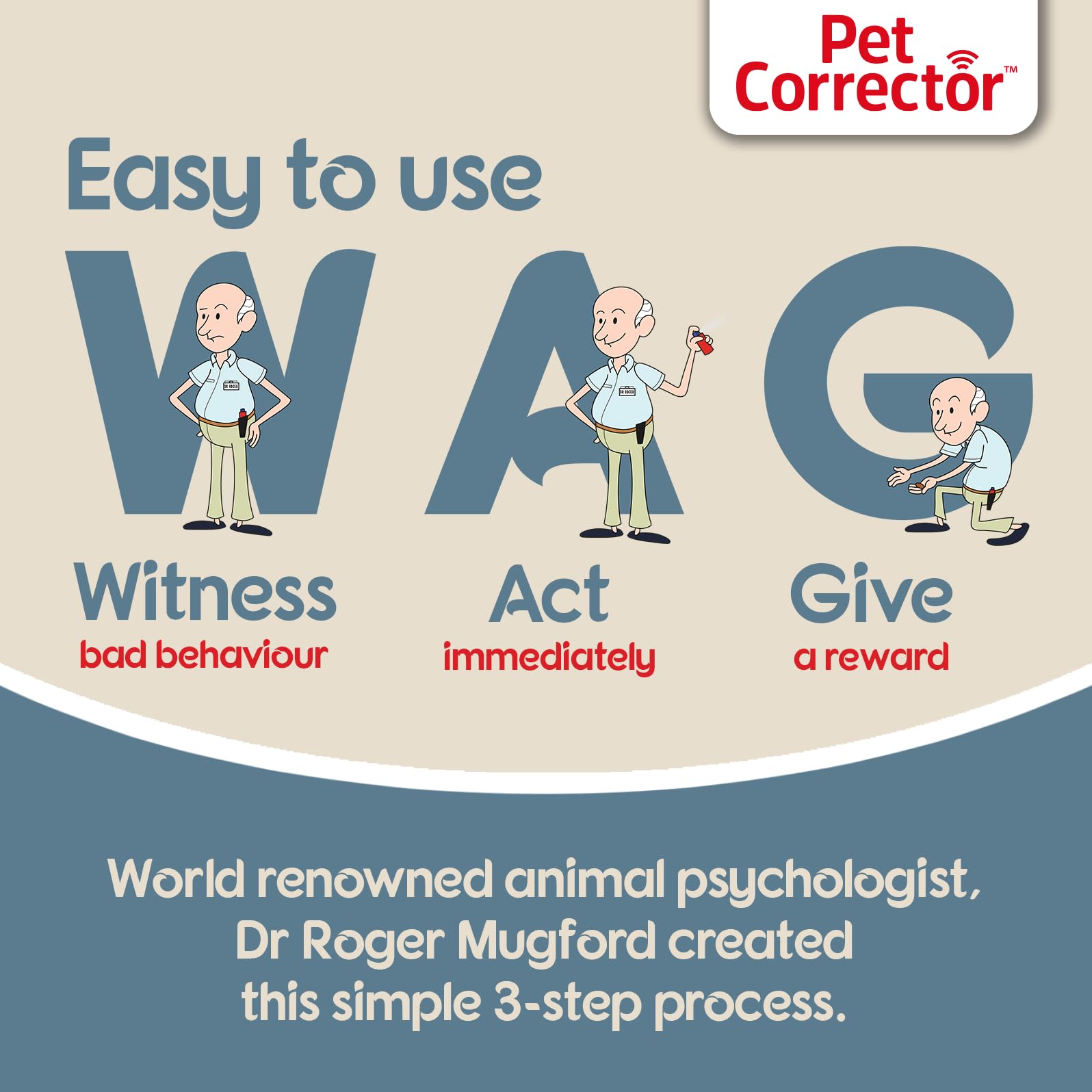 Company of Animals Pet Corrector bottle pour action demonstrating immediate distraction.
