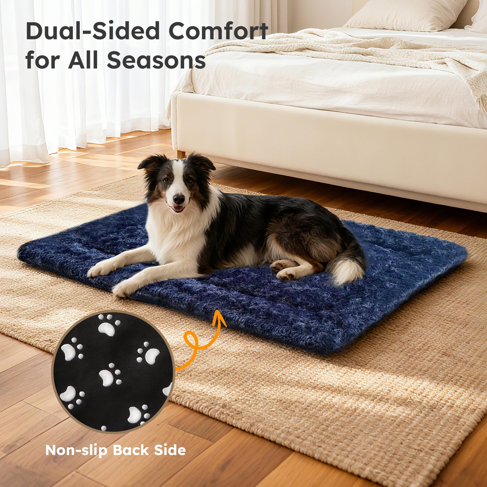 COMPAWNY dog bed mat plush side for cozy warmth and naps