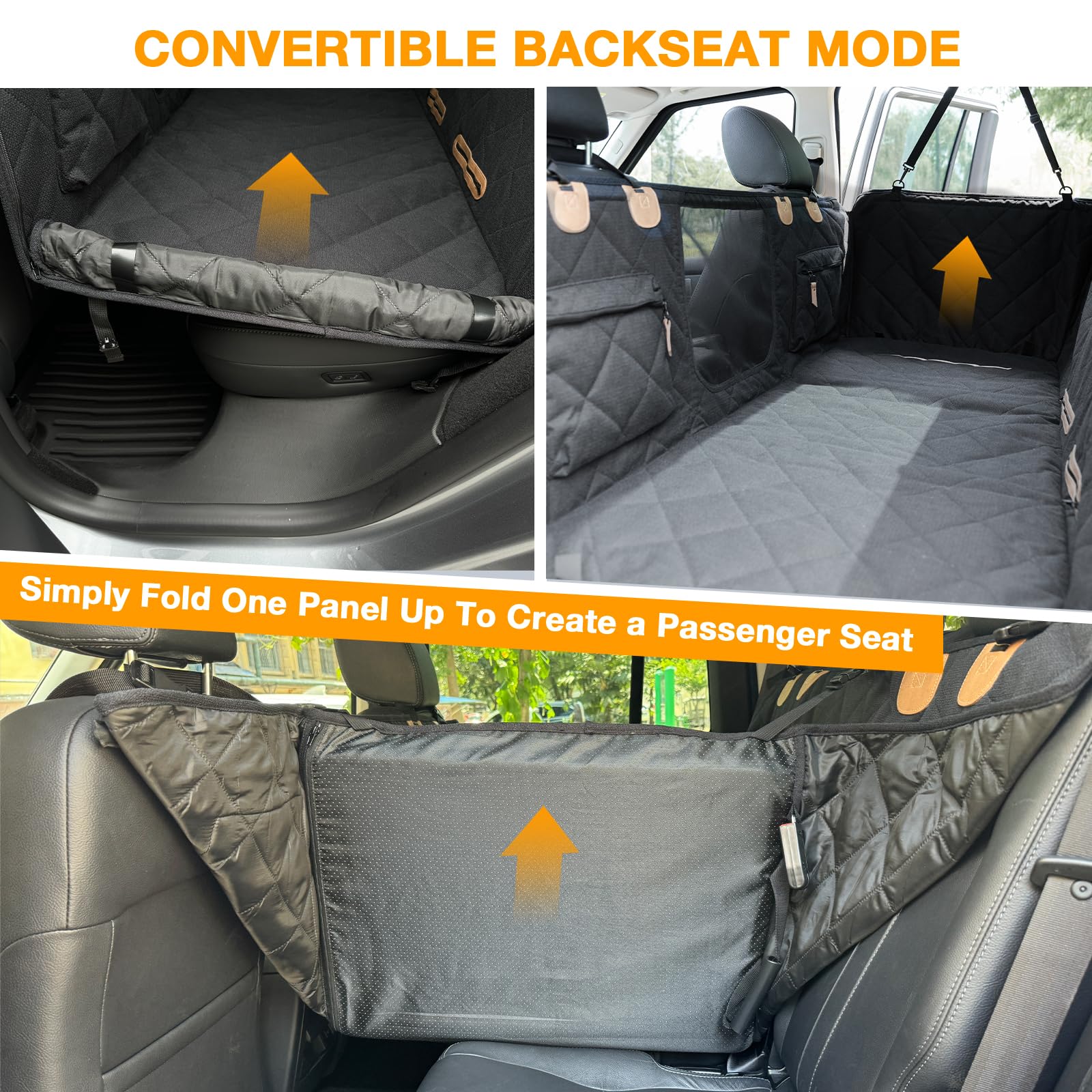 COMPAWNY hammock mode creates a cozy back-seat bed for dogs.