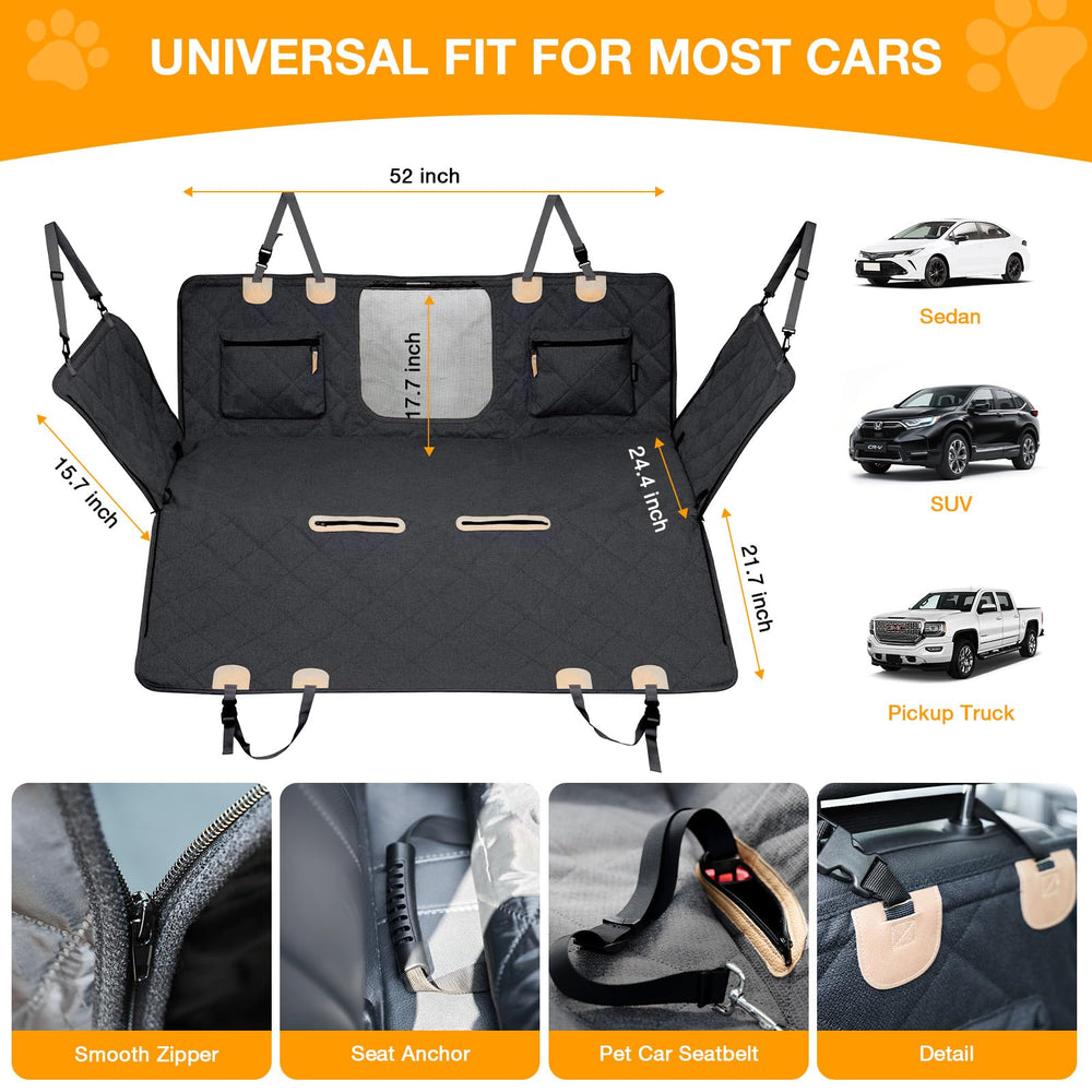COMPAWNY scratch-resistant fabric protects seats from paws and fur.