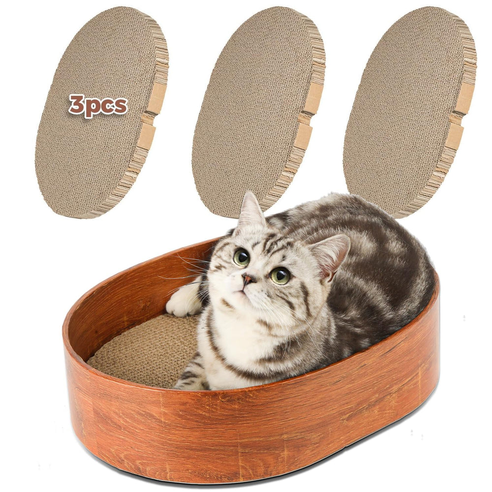 ComSaf 3-Pcs 16-Inch cat scratching board with box for tidier indoor play.