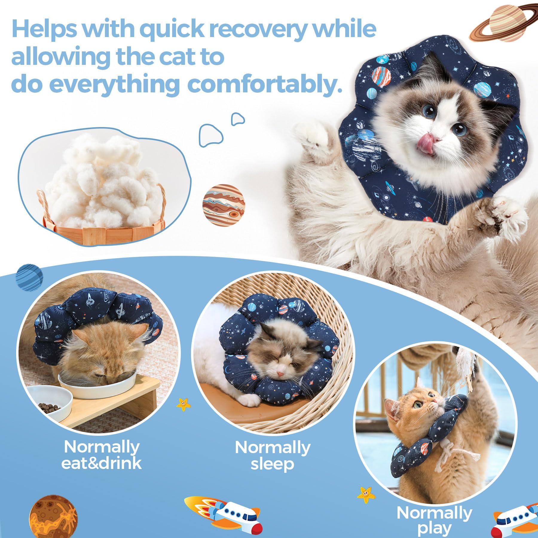 ComSaf adjustable cone cat kitten easy fit