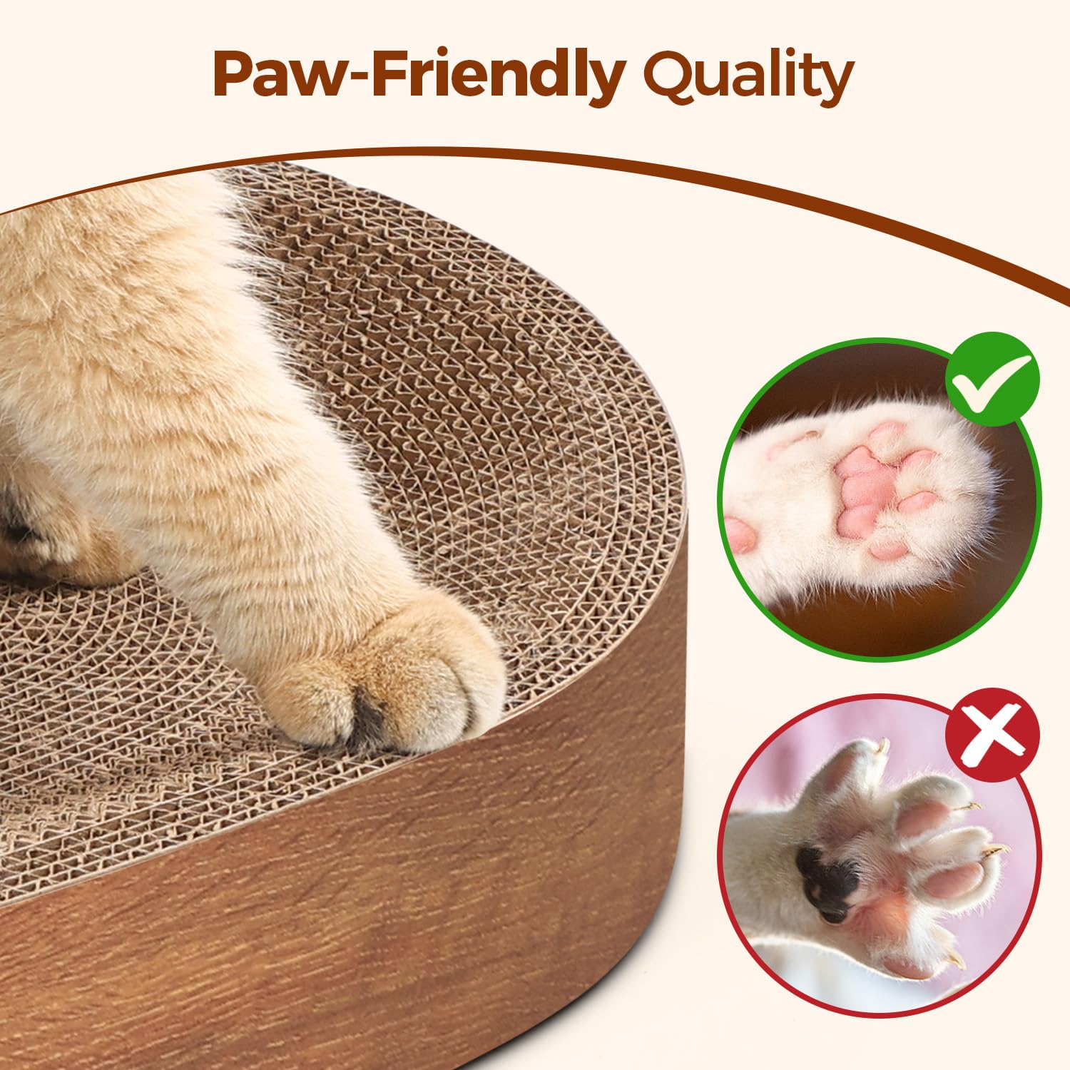ComSaf bark-texture scratcher mimics natural wood for claw health.