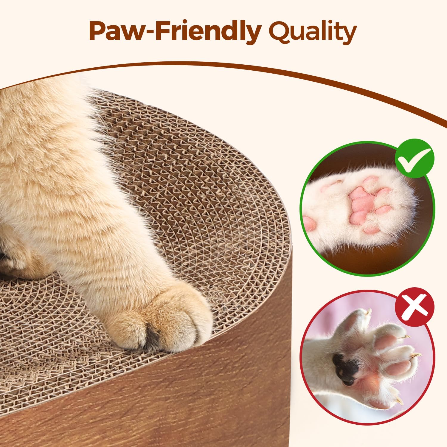 ComSaf Cat Scratcher Bed bark-like texture encourages scratching and movement