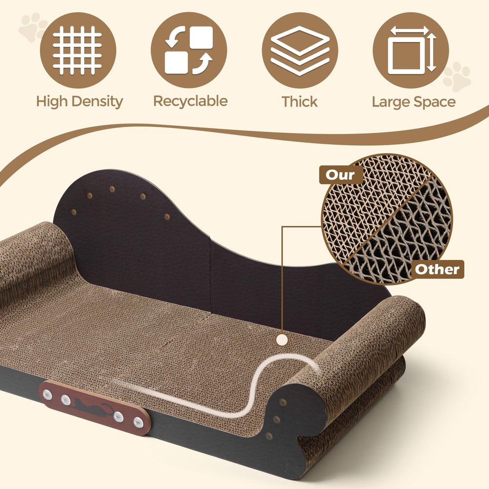 ComSaf bark-texture cardboard emphasizes satisfying scratch surface similar to tree bark for claws.