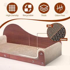 ComSaf side armrests on scratcher provide pillow-like neck support.