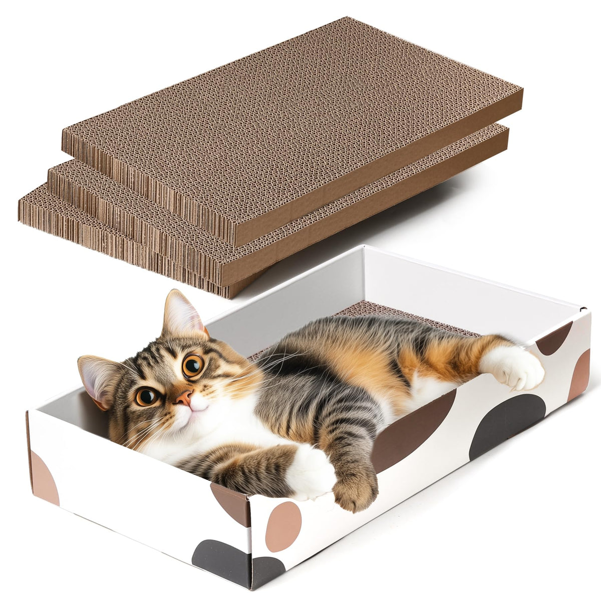 ComSaf cat scratcher cardboard 17x10 in, sturdy corrugated surface for claws.