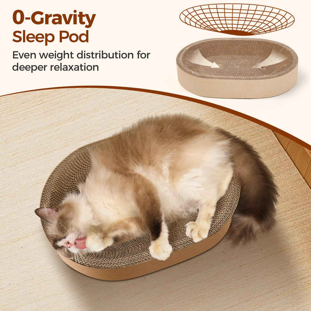 ComSaf odor-free cardboard scratcher offers a safe indoor space.