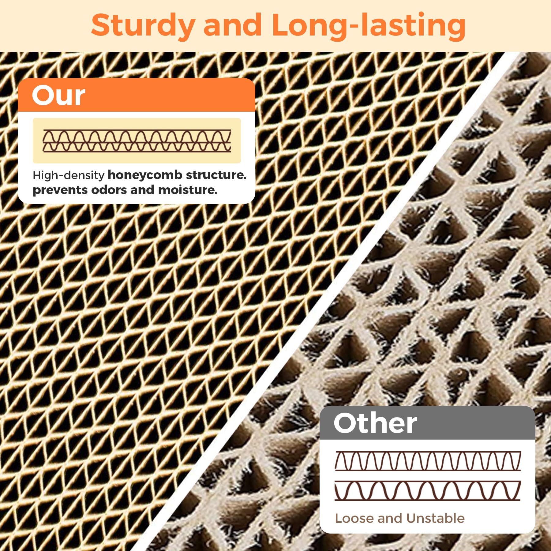 ComSaf corrugated scratcher pad provides durable indoor cat entertainment.