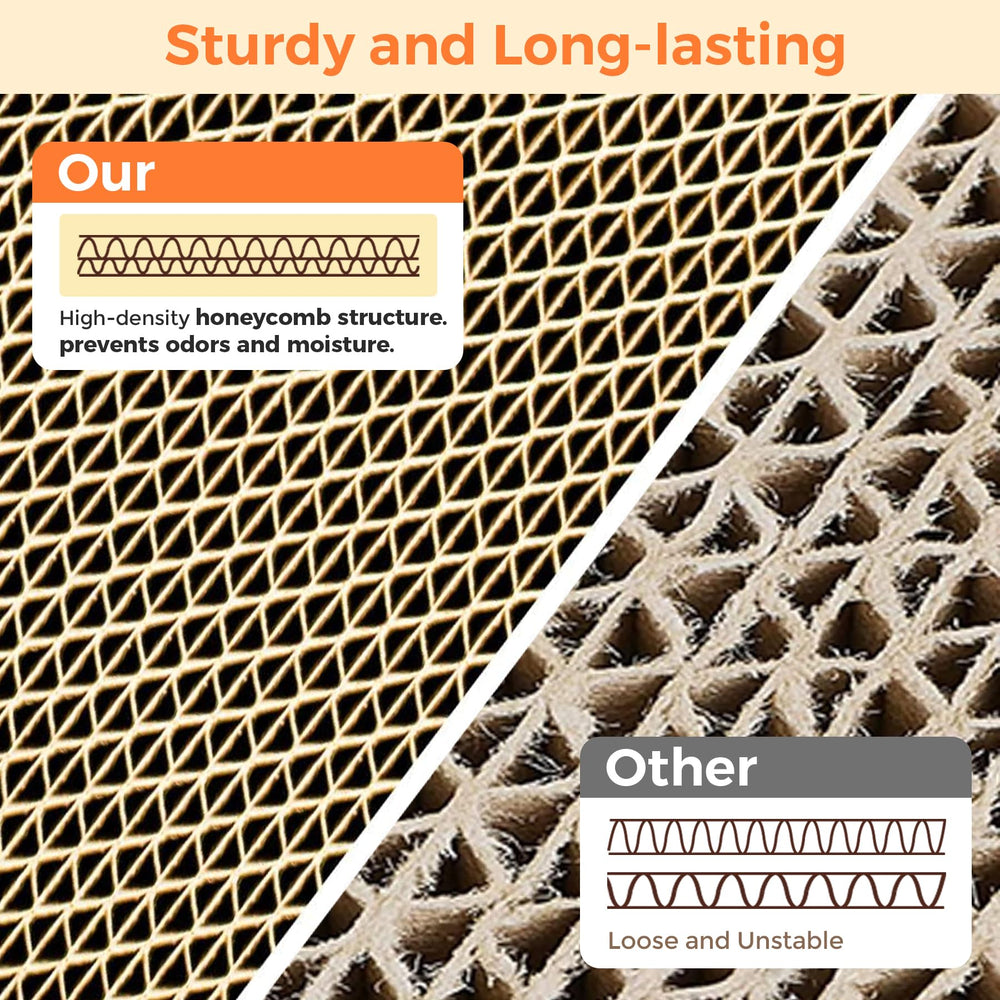 ComSaf corrugated scratcher pad provides durable indoor cat entertainment.