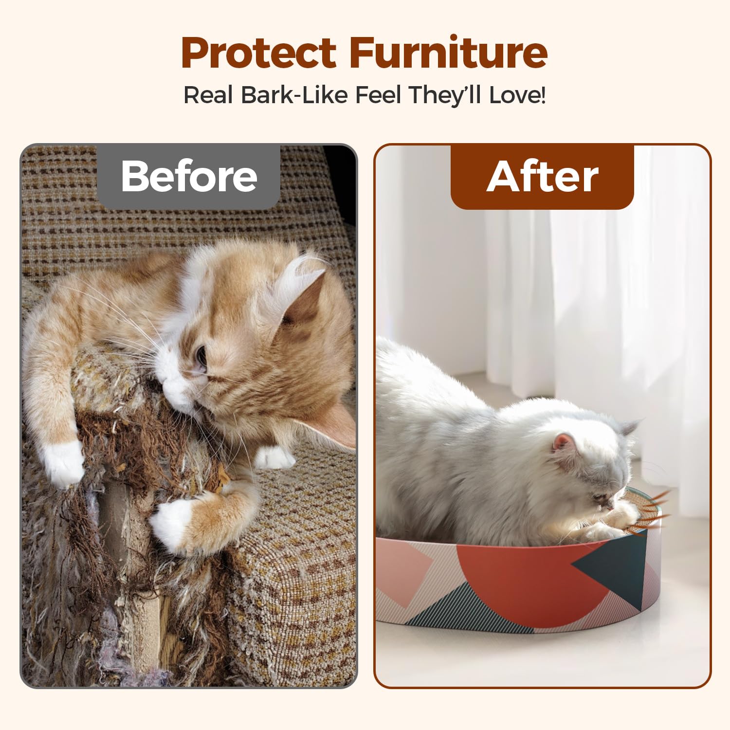 ComSaf furniture-protection cat scratcher bed helps guard furniture surfaces.