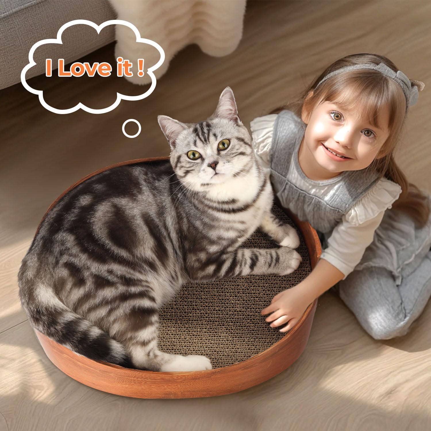 ComSaf round scratch bowl design supports comfortable lounging and scratching.