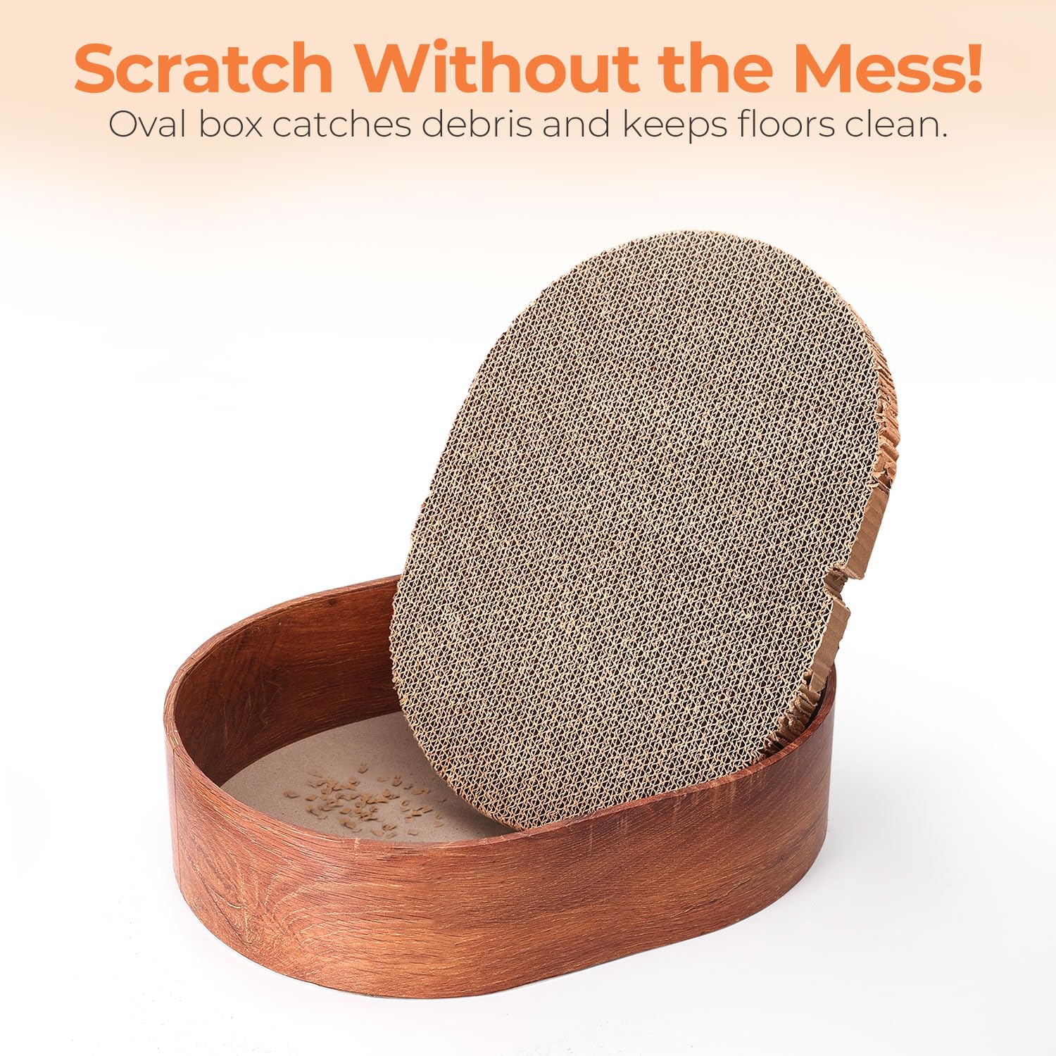 ComSaf spacious oval bed invites lounging and stretching for cats.