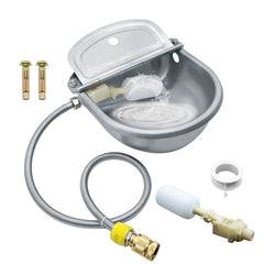 COMVIEE automatic water bowl front view shows durable stainless steel for reliable livestock hydration