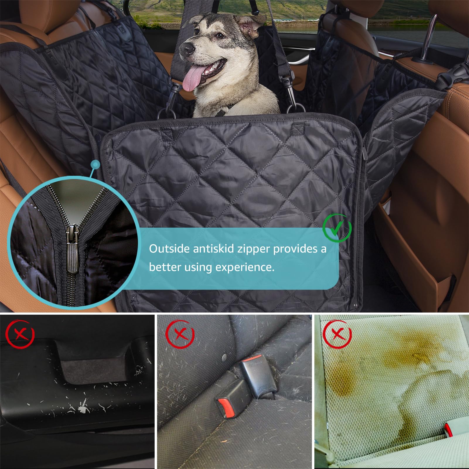 Comwish waterproof hammock protects seats from mud and spills.