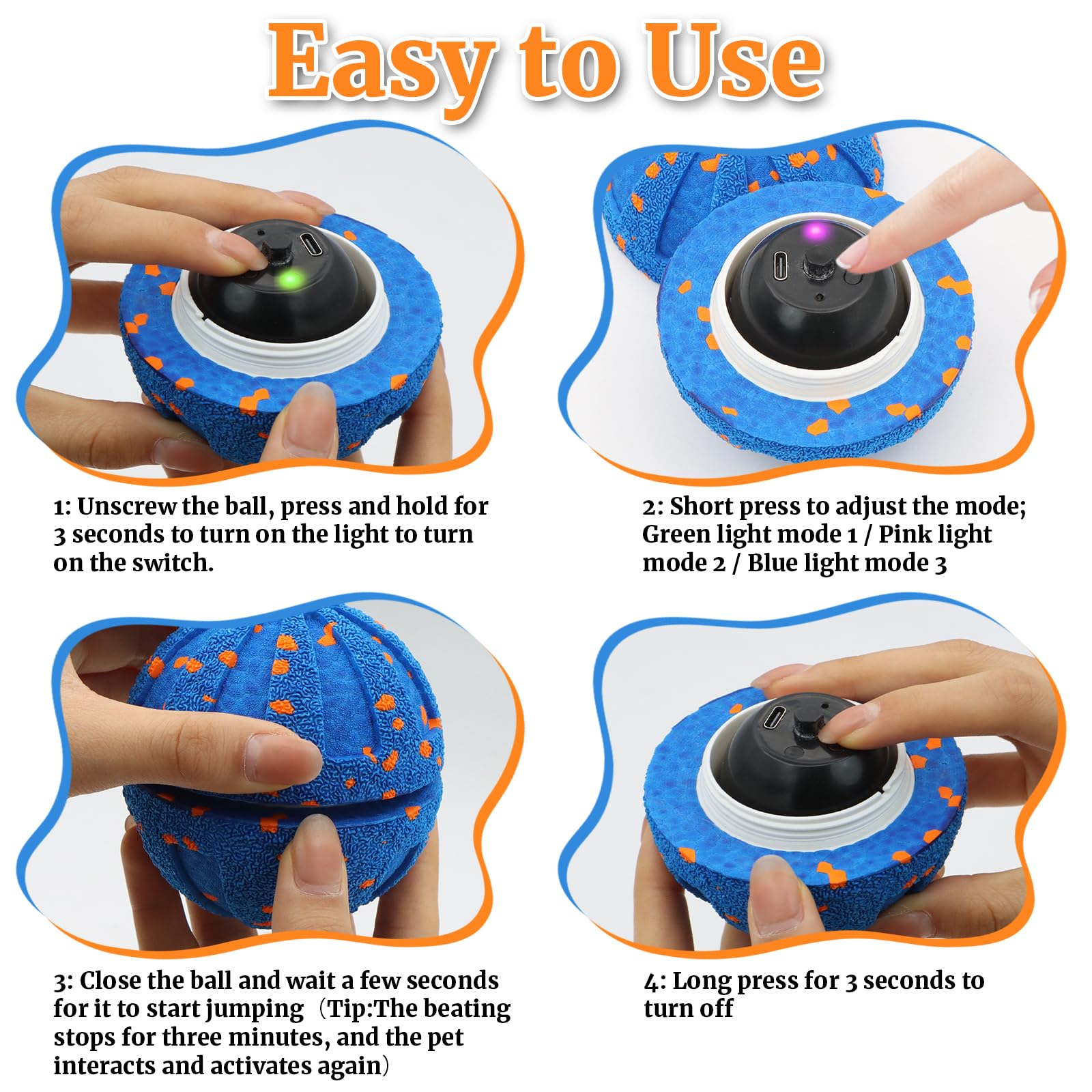 CONAMEI self-recharging dog ball with USB recharge for long playtime