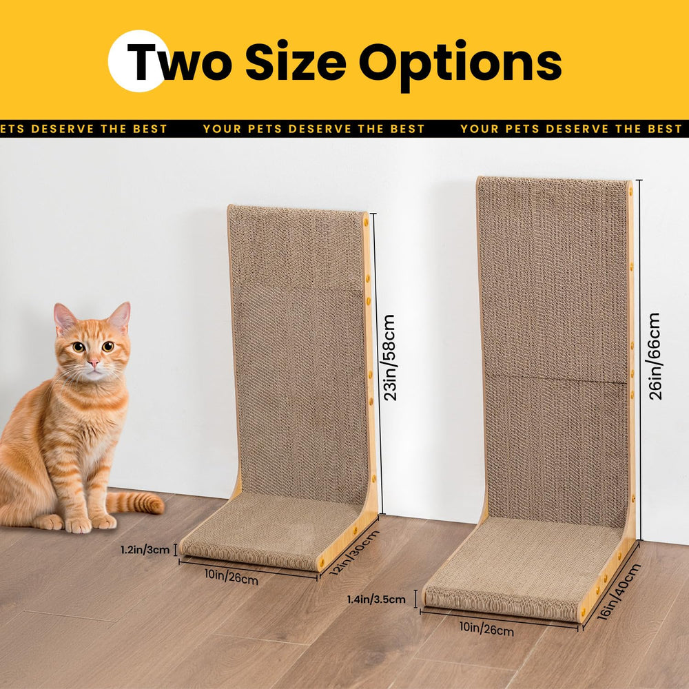 Conlun vertical wall-leaning scratcher shown against a wall for space saving.