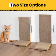 Conlun vertical wall-leaning scratcher shown against a wall for space saving.
