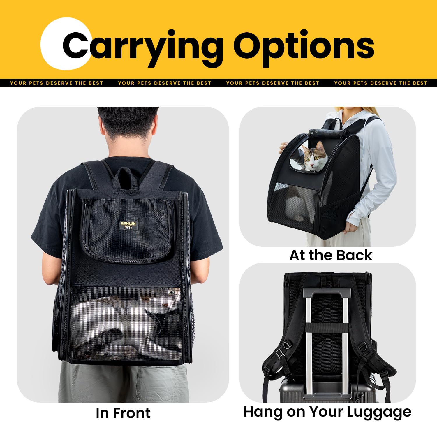 Conlun backpack features luggage strap for hands-free travel