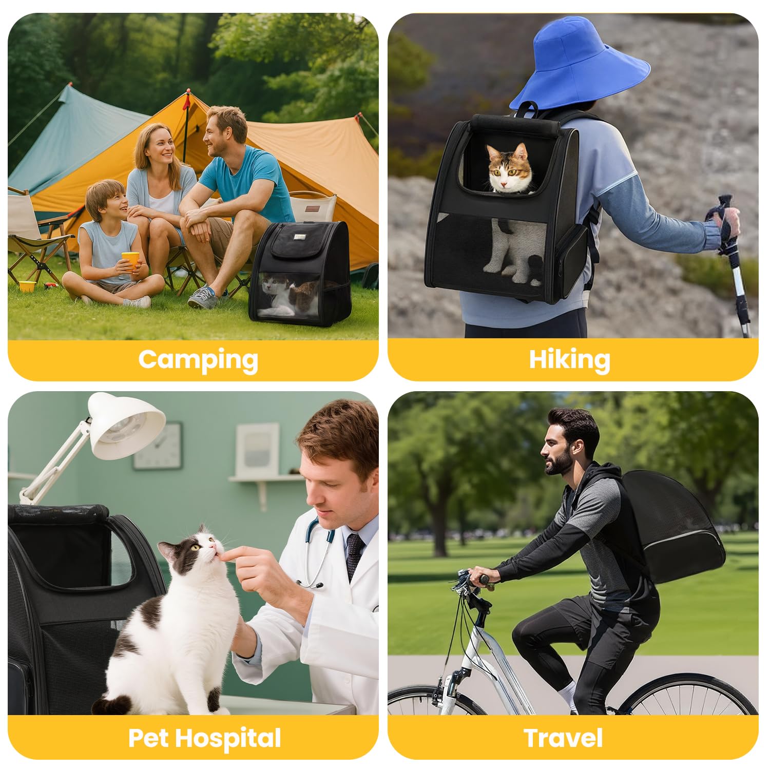 Conlun cat backpack includes side pockets for essentials