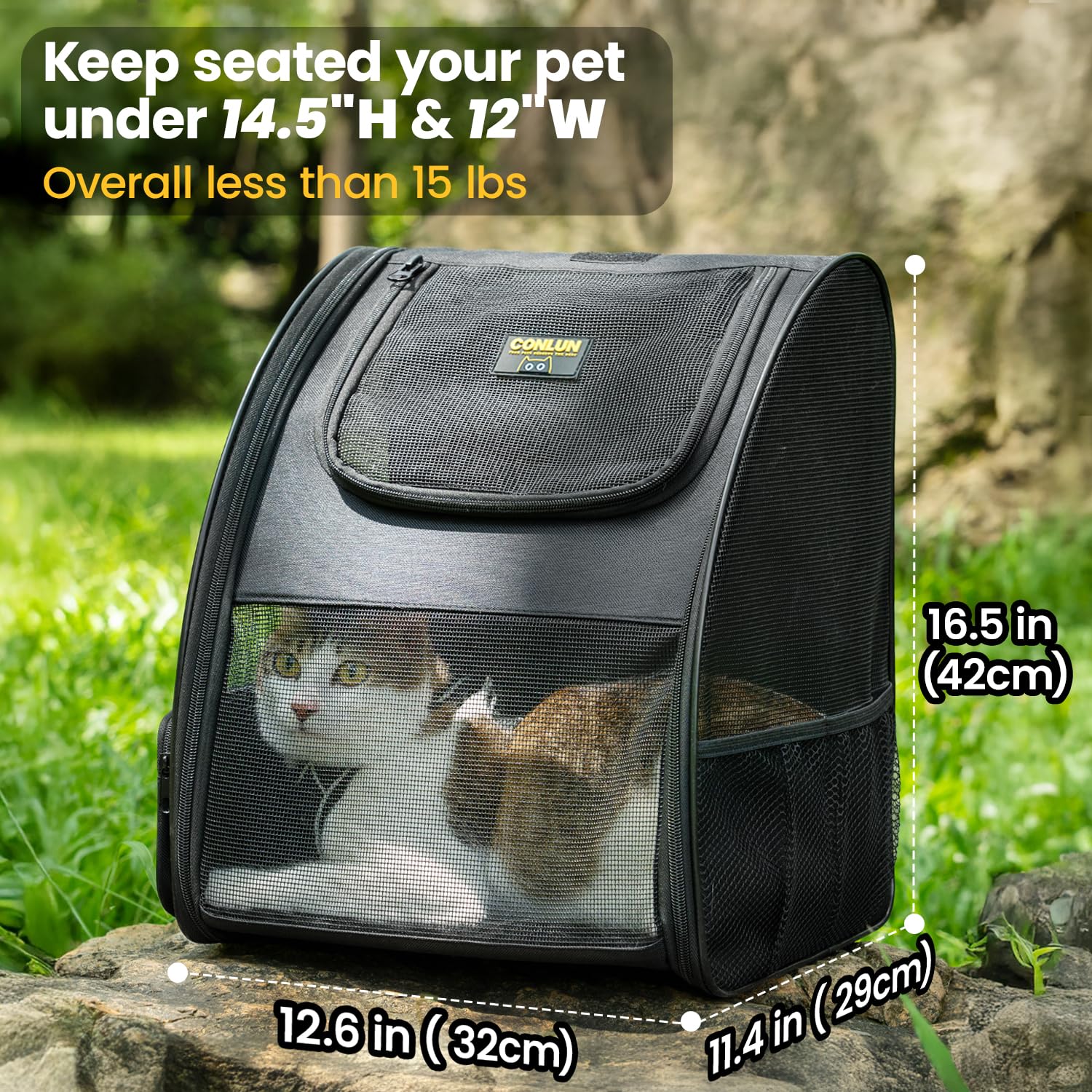 Conlun backpack showing top and side entries for easy access