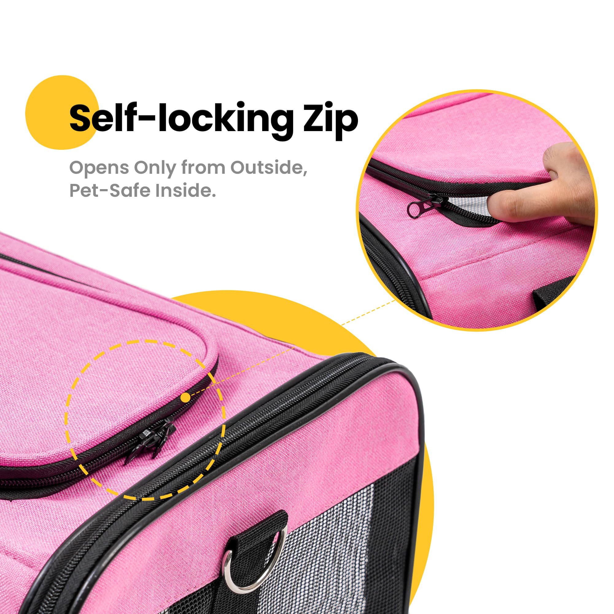 Conlun interior safety leash keeps your pet secure.