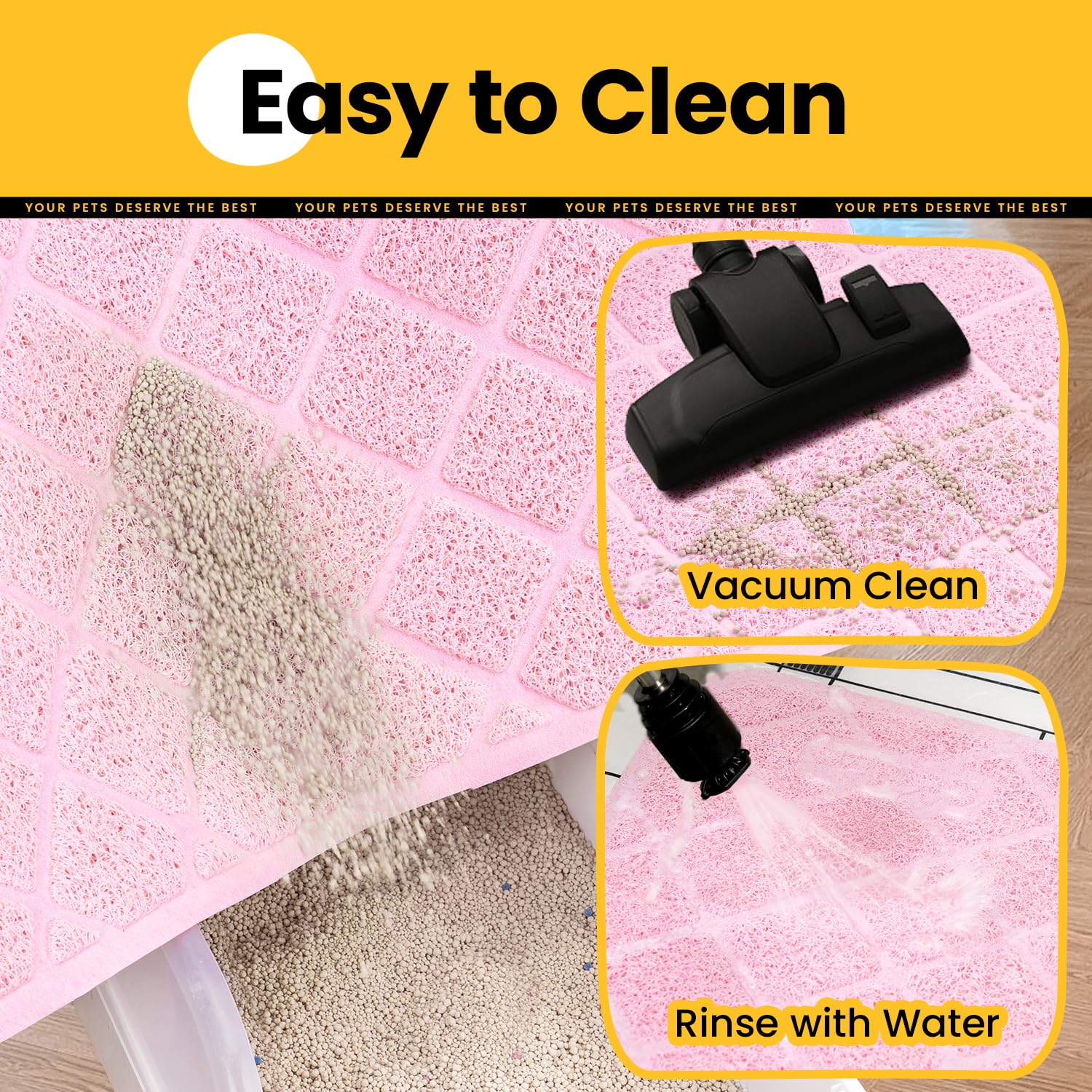 Conlun cat litter mat durable surface resists scratches from curious cats.