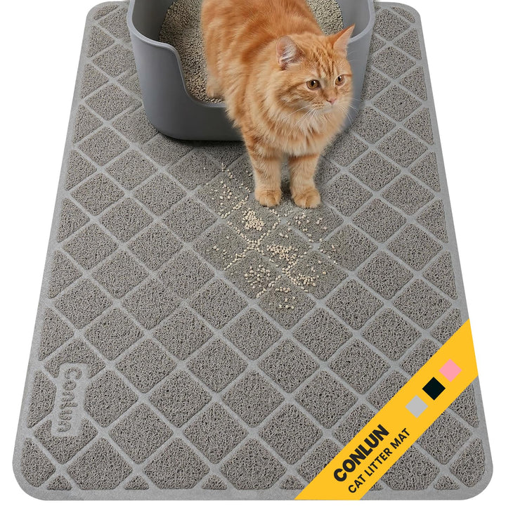Conlun Cat Litter Mat with grid mesh trap design catches loose litter.