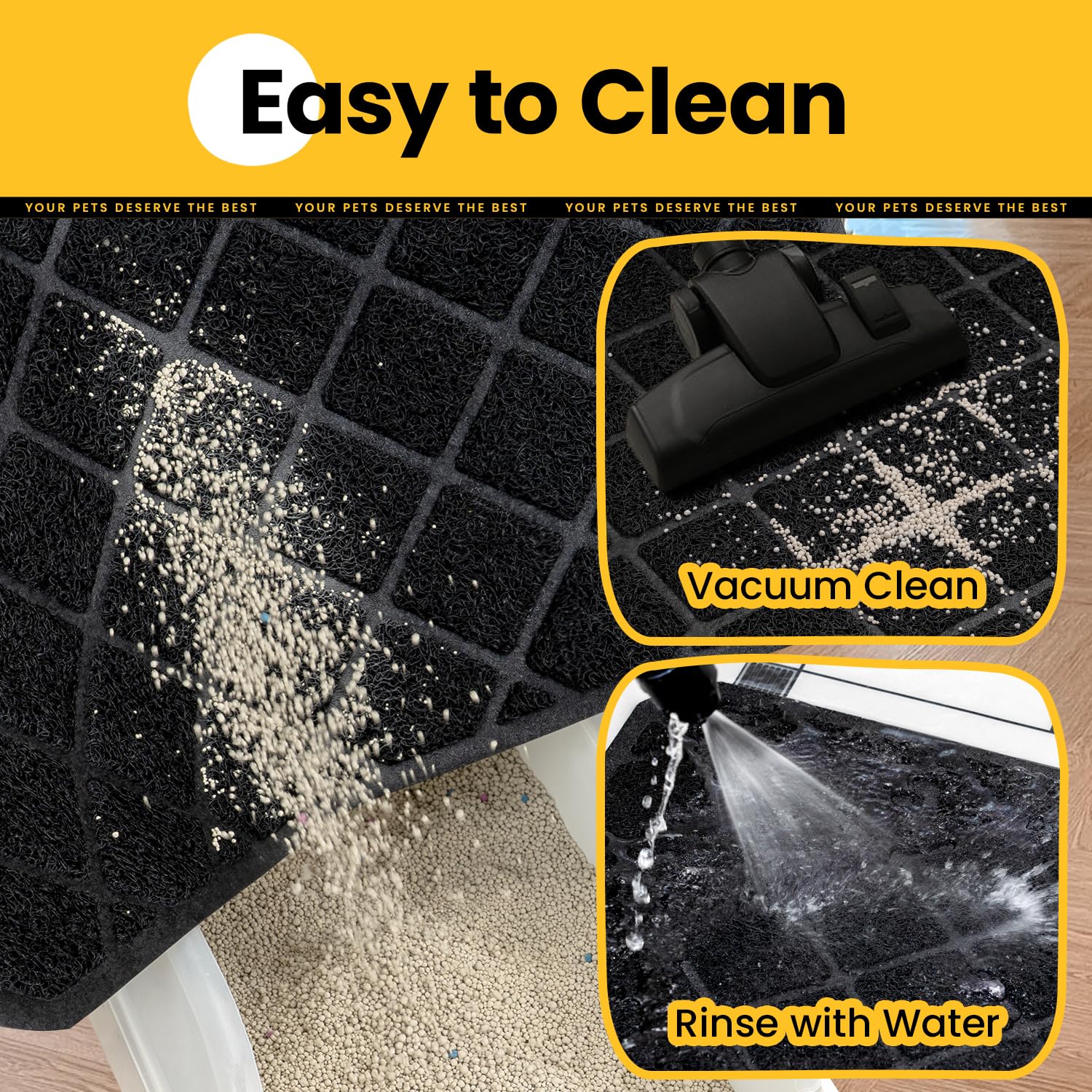 Conlun cat litter mat non-slip backing keeps mat in place.