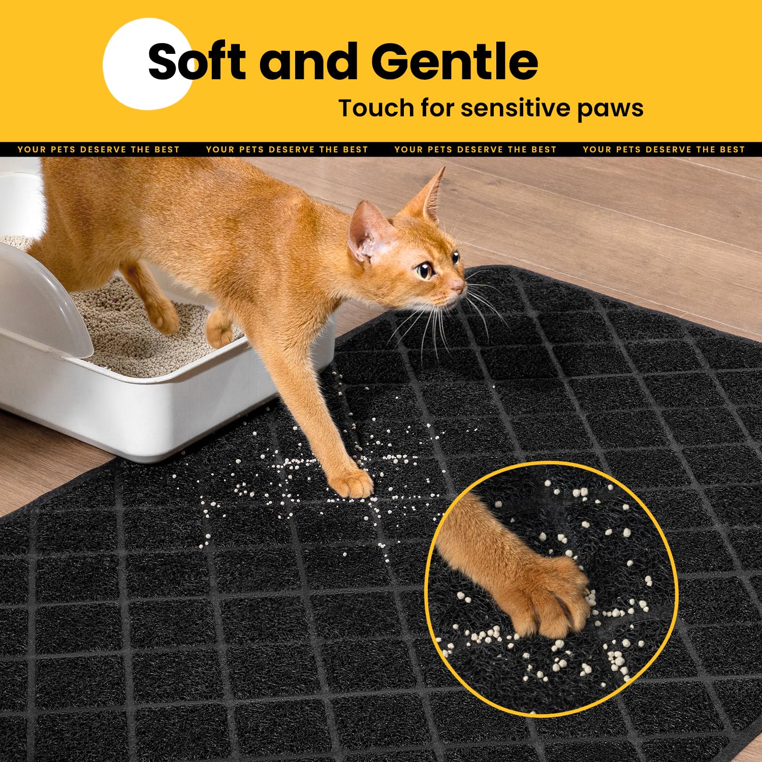 Conlun cat litter mat waterproof backing for quick cleaning and dry floors.