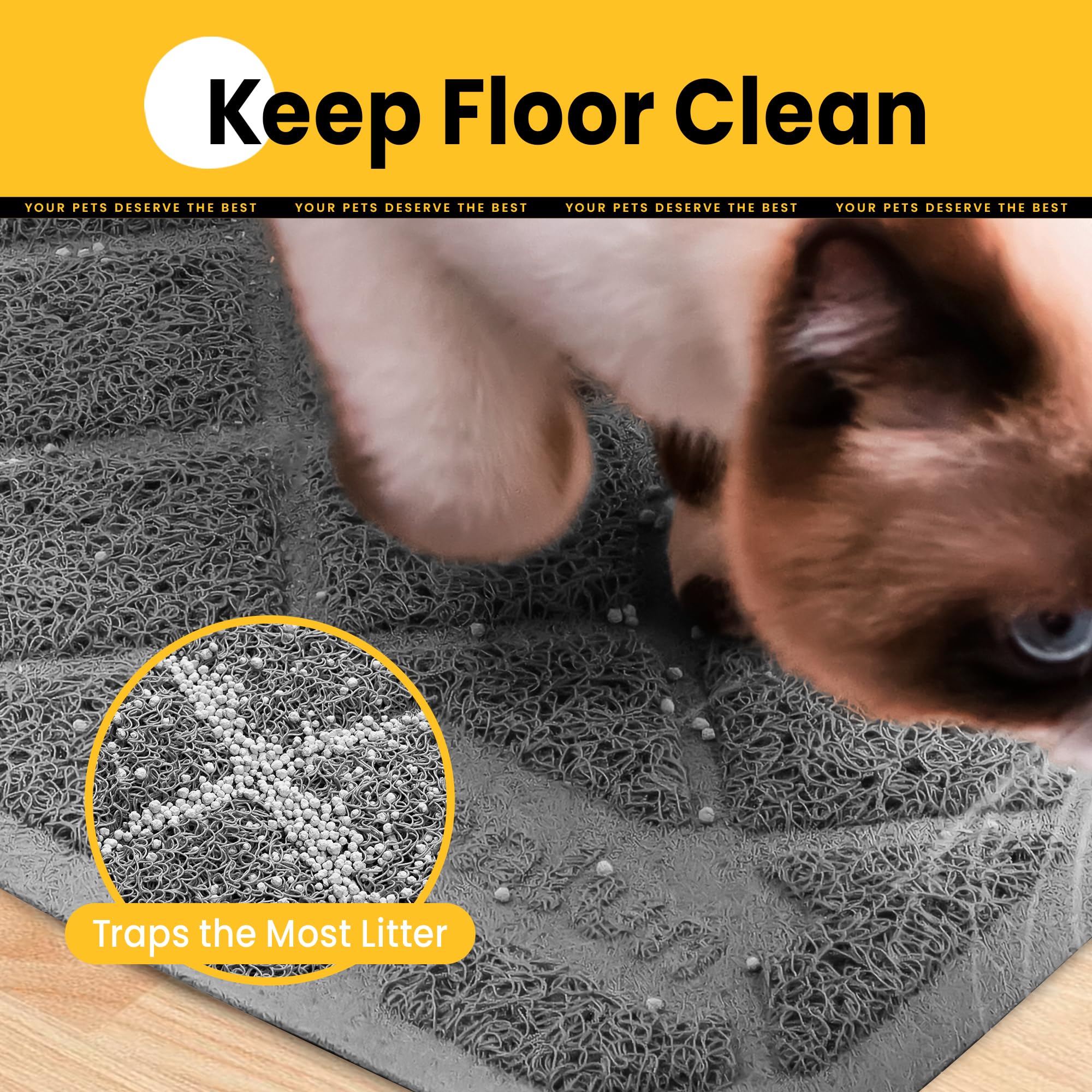 Conlun Cat Litter Mat is waterproof and easy to rinse clean.