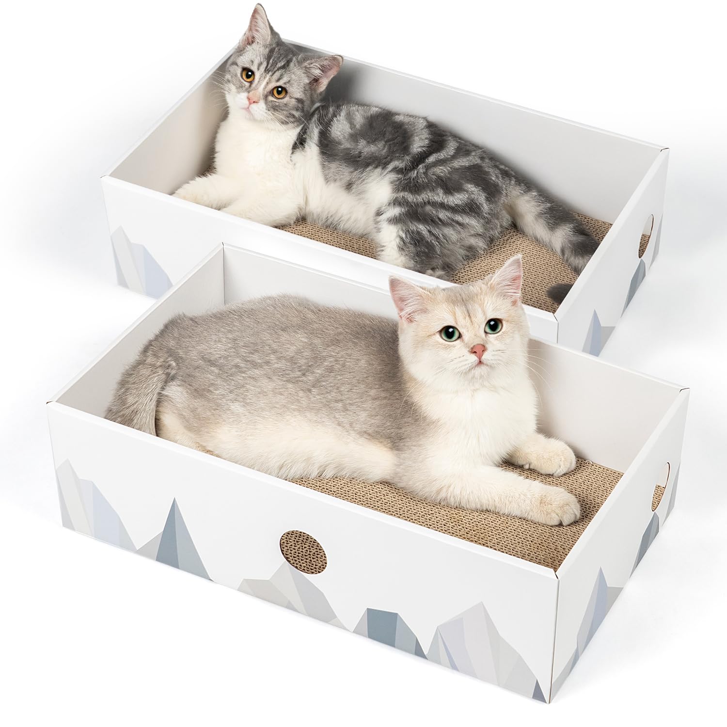 Conlun cat scratcher box with 3-layer pad for durable scratching and lounging.