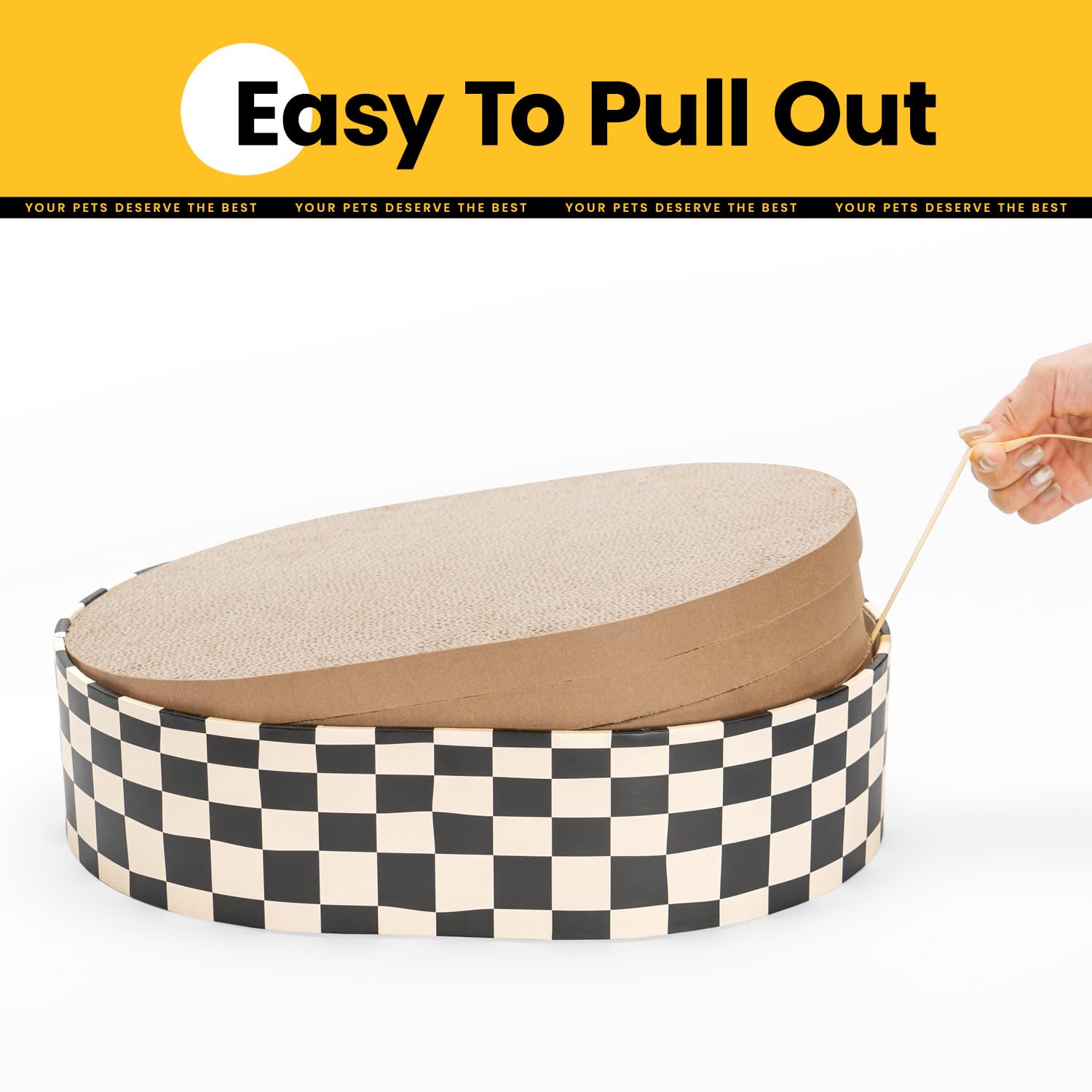 Conlun cat scratcher box enclosed bottom helps keep floors clean.