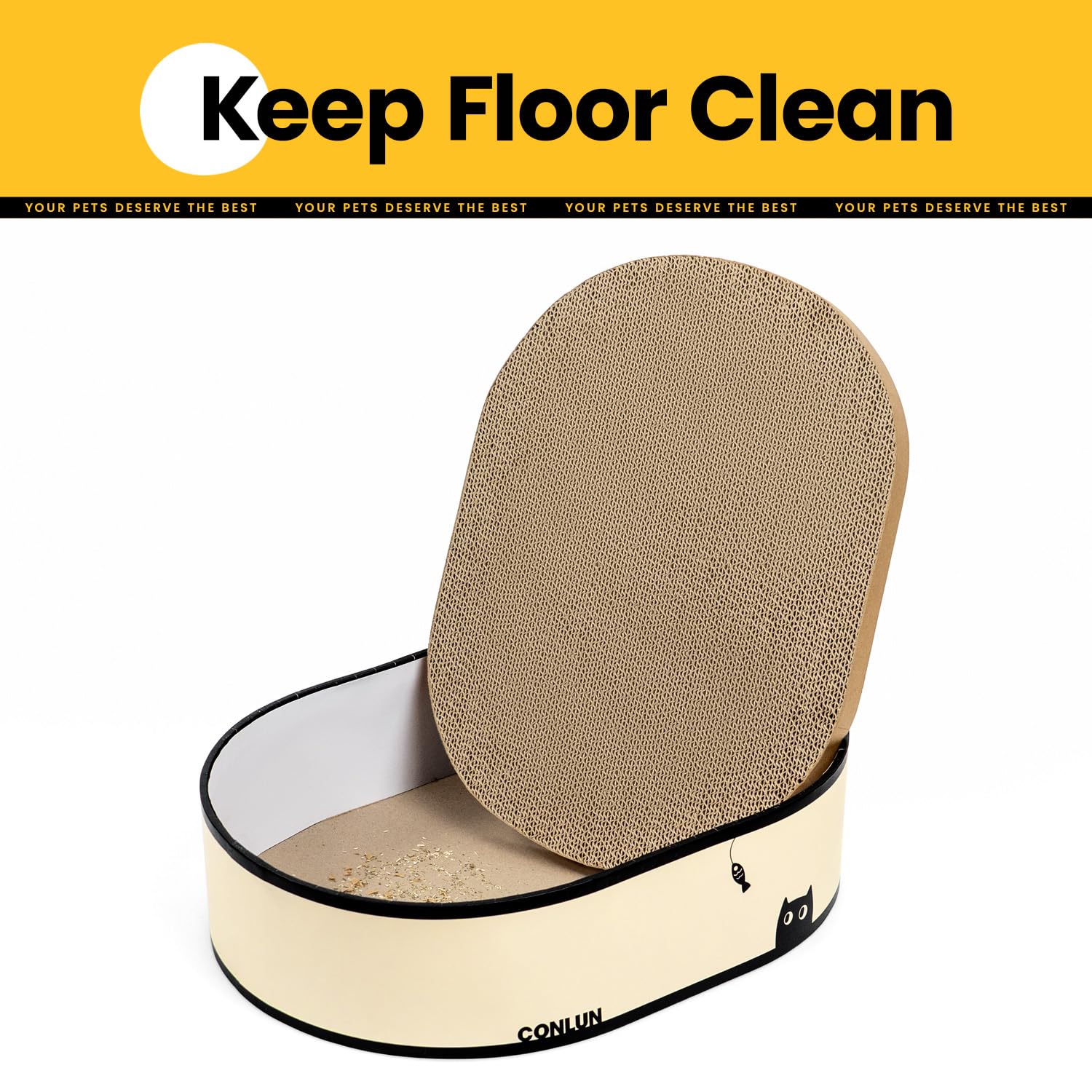 Conlun cat scratcher box protects furniture by redirecting scratching